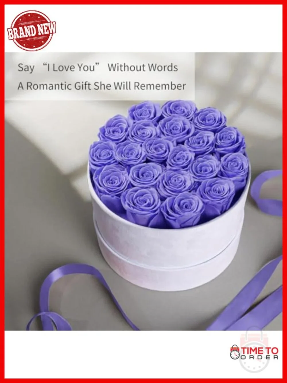 Preserved Roses Velvet Flower Box 20 Roses Romantic Gift for Her